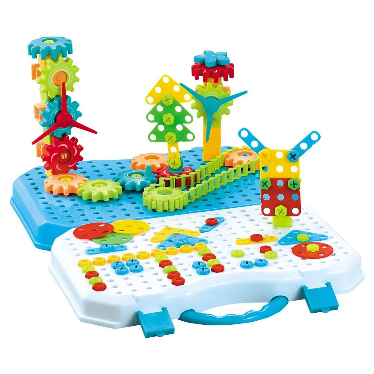 Set Constructie Bormasina Magica Cu Servieta, 310 Piese, Albastru, Piese E, Plastic