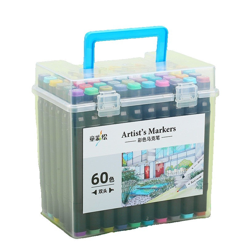 Set Cutie 60 Markere, Vivimall, cu Alcool, Artist Markers, Cutie Plastic cu Maner, Vivimall, Multicolor - vivimall.ro