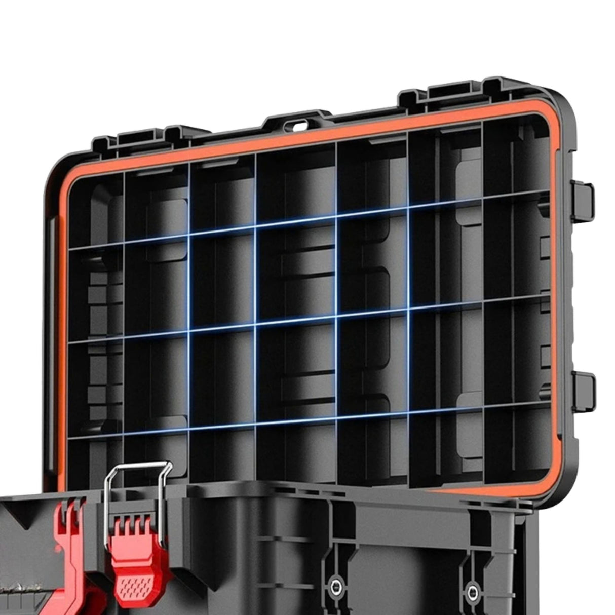 Interior cutie scule Flippy cu compartimente organizare accesorii și consumabile