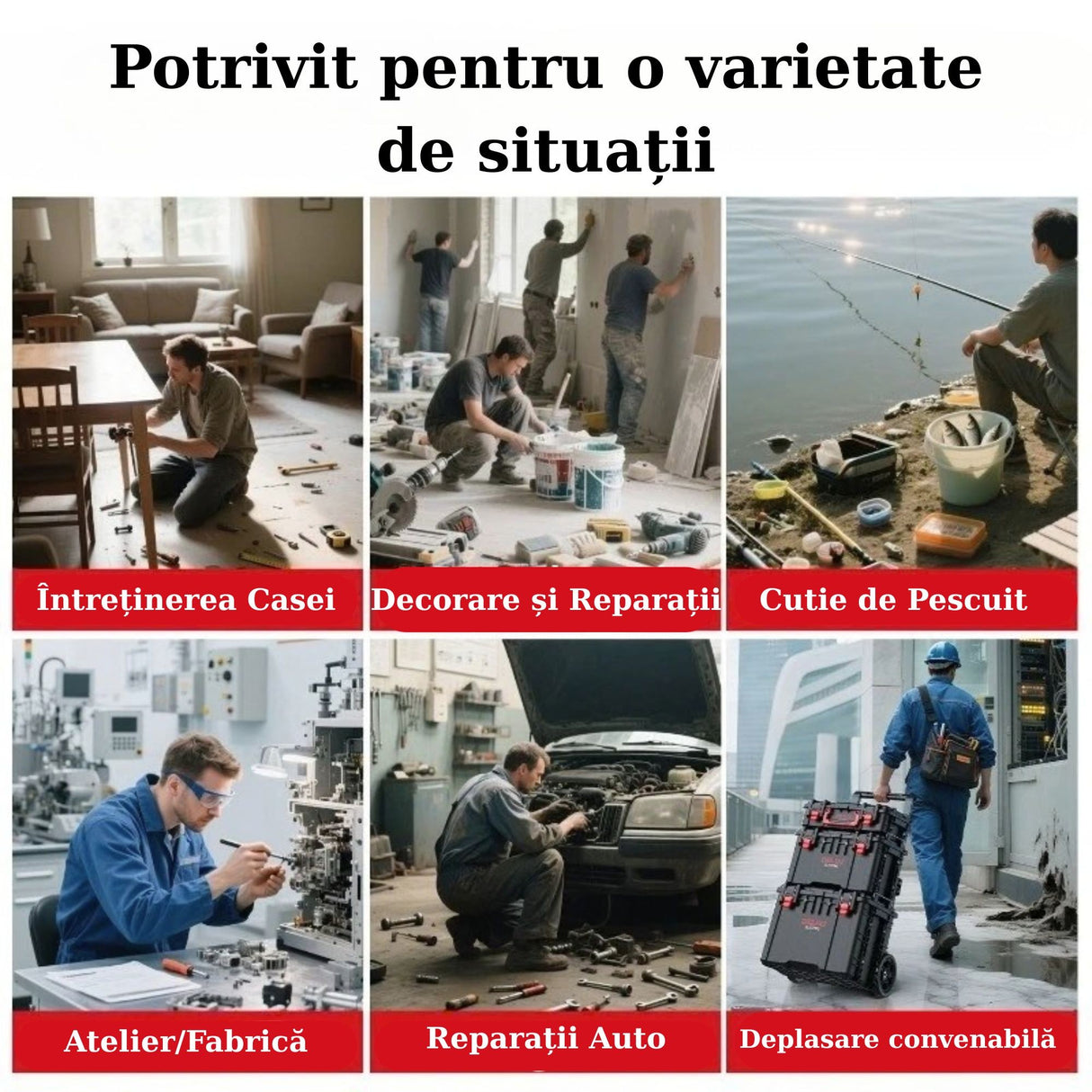 Capac cutie scule Flippy cu riglă integrată, detaliu măsurătoare rapidă la locul de muncă