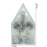 Set De 12 Ornamente De Brad, De Tip Glob, Alb/, Din Polistiren, Cu Finisaj Sclipitor, Cutie 4 Cm Adancime X 20 Cm Inaltime X 12 Cm Lungime)