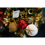 Set de 12 ornamente de brad, Vivimall, de tip Glob, Alb/ Rosu, din polistiren, cu finisaj sclipitor , cutie  8  cm adancime x 32  cm lungime x 24  cm inaltime - vivimall.ro