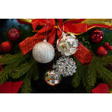 Set de 12 ornamente de brad, Vivimall, de tip Glob, Argintiu, din plastic, cu finisaj sclipitor , cutie  6  cm adancime x 30  cm inaltime x 18  cm lungime) - vivimall.ro