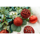 Set de 12 ornamente de brad, Vivimall, de tip Glob, Rosu, din polistiren, cu finisaj sclipitor , cutie  6  cm adancime x 23  cm lungime x 18  cm inaltime - vivimall.ro