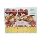 Set De 20 Ornamente De Brad, De Tip Glob, Rosu/, Din Polistiren, Cu Finisaj Sclipitor, Cutie 6 Cm Adancime X 29 Cm Lungime X 24 Cm Inaltime
