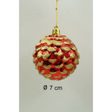 Set de 24 ornamente de brad, Flippy, de tip Glob, Alb/ Rosu, cu ø de 7 cm, din plastic, cu finisaj sclipitor , cutie  16  cm lungime x 36  cm inaltime x 16  cm adancime - vivimall.ro