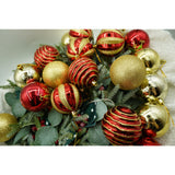 Set de 24 ornamente de brad, Flippy, de tip Glob, Rosu/ Auriu, cu ø de 7 cm, din plastic, cu finisaj sclipitor , cutie  16  cm lungime x 36  cm inaltime x 16  cm adancime - vivimall.ro