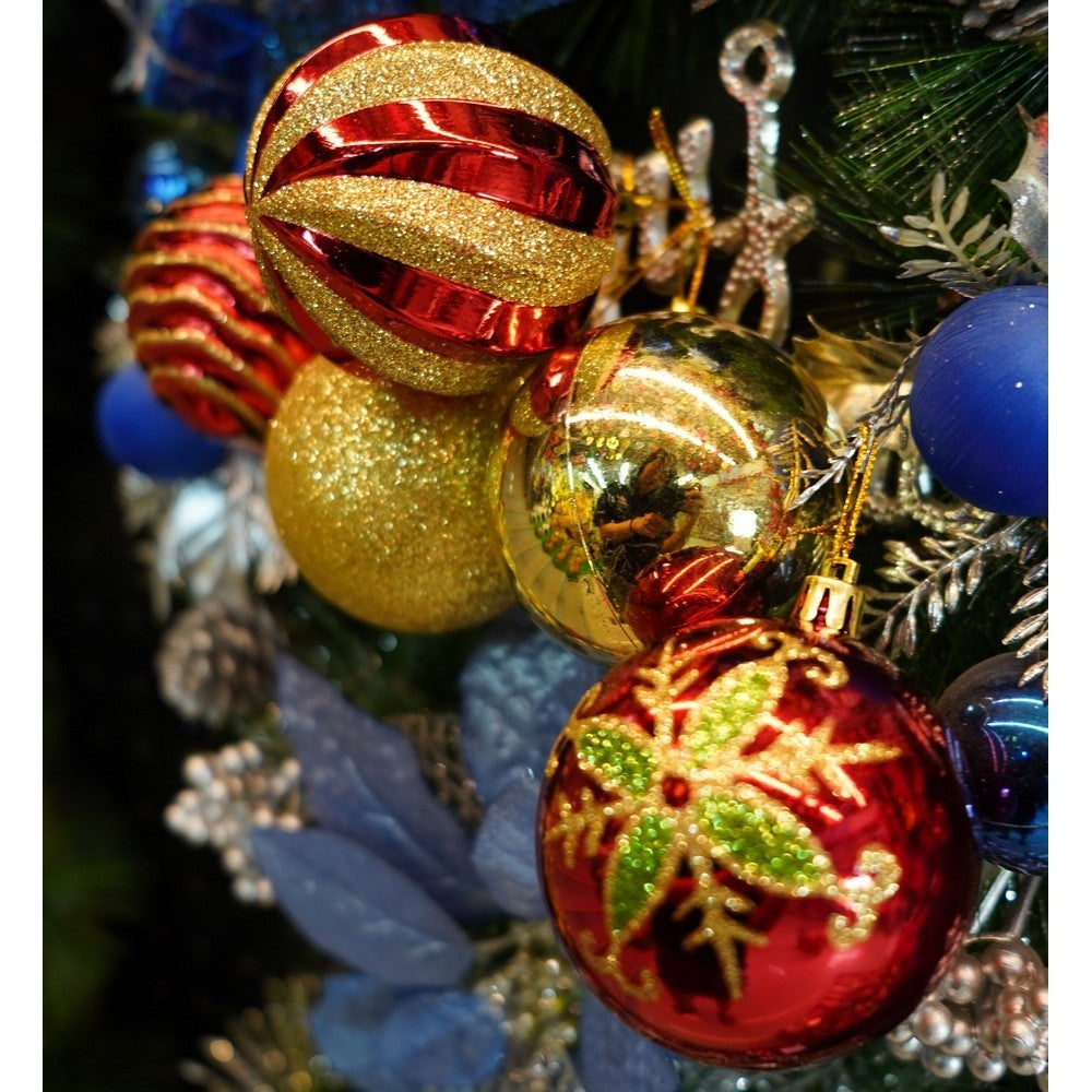 Set de 24 ornamente de brad, Flippy, de tip Glob, Rosu/ Auriu, cu ø de 7 cm, din plastic, cu finisaj sclipitor , cutie  16  cm lungime x 36  cm inaltime x 16  cm adancime - vivimall.ro
