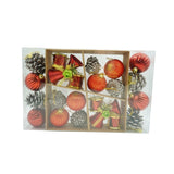 Set de 24 ornamente de brad, Vivimall, de tip Glob, Rosu/ Maro, din polistiren, cu finisaj sclipitor , cutie  5  cm adancime x 29  cm lungime x 19  cm inaltime - vivimall.ro