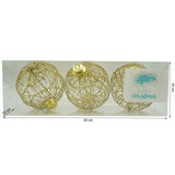 Set de 3 ornamente de brad, Vivimall, de tip Glob, Auriu, cu ø de 10 cm, din metal, cu finisaj sclipitor , cutie  10  cm adancime x 30  cm lungime x 10  cm inaltime - vivimall.ro