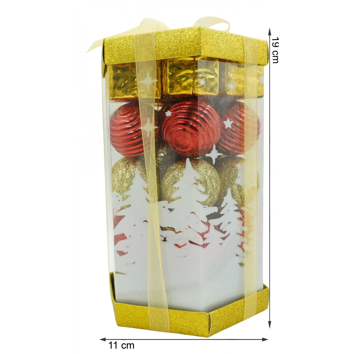 Set De 35 Ornamente De Brad, De Tip Glob, / Rosu, Din Polistiren, Cu Finisaj Sclipitor, Cutie 11 Cm Adancime X 19 Cm Inaltime X 11 Cm Lungime)