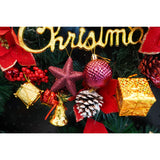 Set de 50 ornamente de brad, Vivimall, de tip Glob, Rosu/ Auriu, din plastic, cu finisaj sclipitor , cutie  18  cm lungime x 12  cm adancime x 18  cm inaltime - vivimall.ro