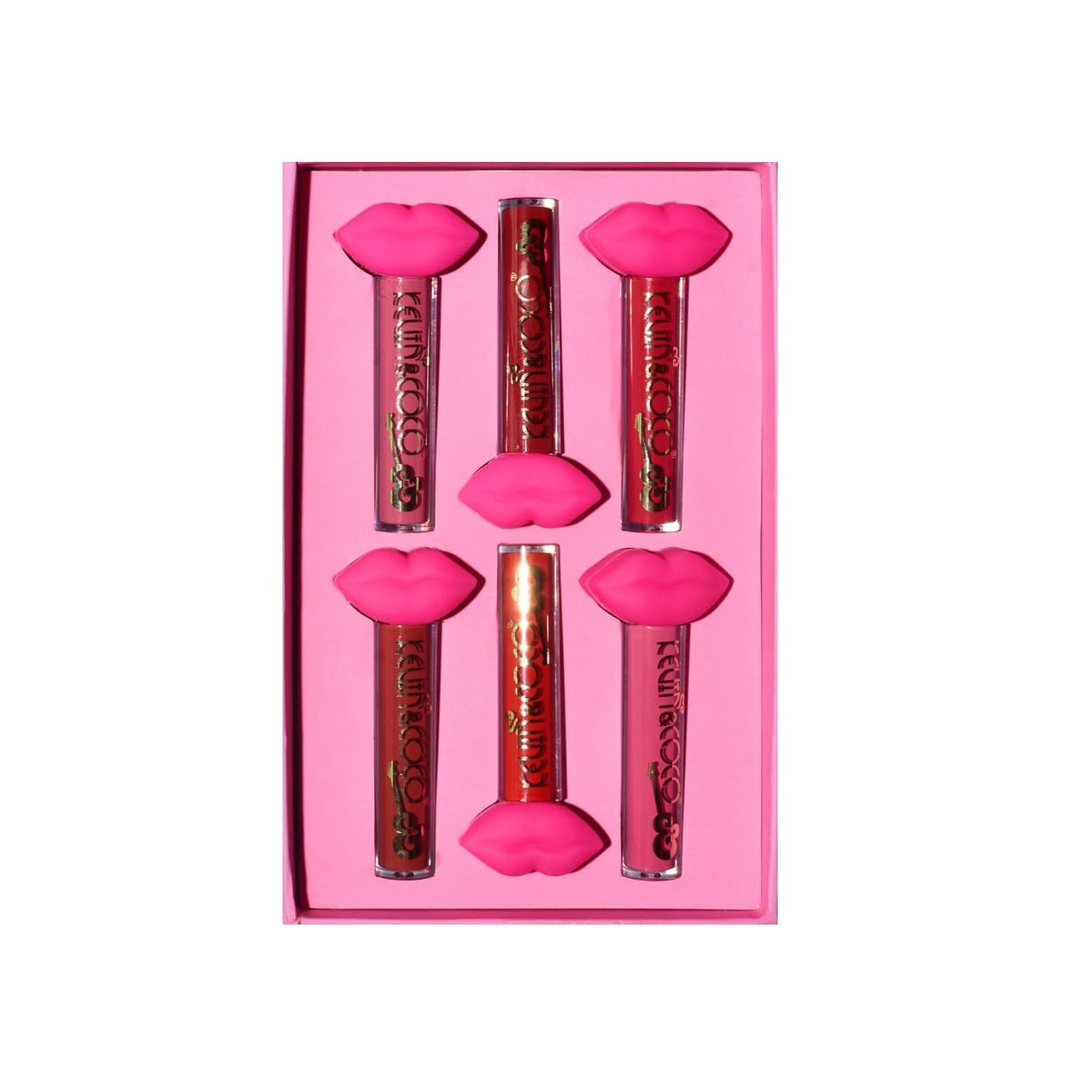 Set de Buze, KEVIN & COCO, Punk Rock, 6 Lip Gloss-uri, 19.3 x 12 cm, Roz/Maro - vivimall.ro