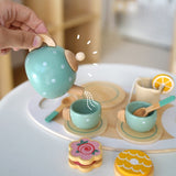 Set de Ceai Vivimall, din Lemn, 15 Piese, Vopsea Ecologica, +36 Luni, Multicolor Pastel - vivimall.ro