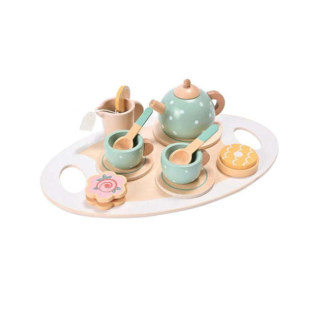 Set de Ceai Vivimall, din Lemn, 15 Piese, Vopsea Ecologica, +36 Luni, Multicolor Pastel - vivimall.ro