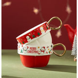 Set de Ceai, Flippy, Tema Craciun, Ceainic 450 ml, 2 x Cani 250 ml, din Ceramica, Model Ren Merry Christmas, Alb/Verde - vivimall.ro