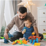 Set de Constructie/Asamblare, Vivimall, 4 Dinozauri, cu Bormasina Electrica, Baterii 2 x AA, Surubelnita si Cutie Depozitare, 22.5 x 14.5 x 15 cm, Multicolor - vivimall.ro