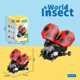 Set de Constructie, Flippy, Model Buburuza, Lumea Insectelor Mini, 95 Piese, Model 3D, Jucarie Educativa STEM, +6 Ani, Plastic ABS, 11 x 7 x 7 cm, Negru/Rosu - vivimall.ro