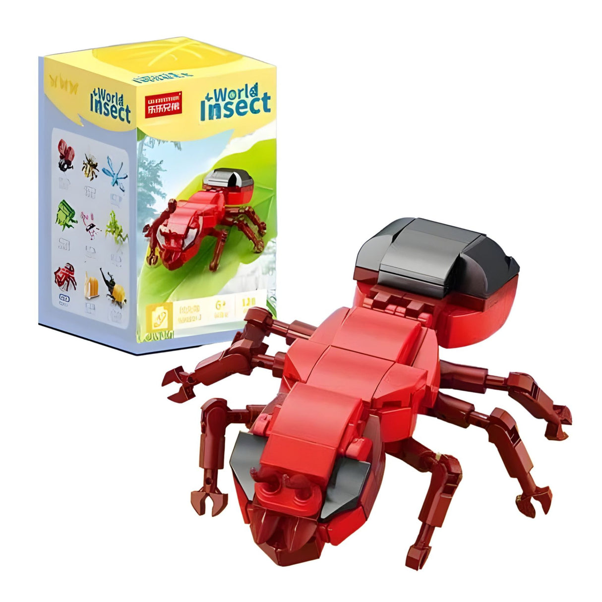 Set de Constructie, Flippy, Model Furnica de Foc, Lumea Insectelor Mini, 128 Piese, Model 3D, Jucarie Educativa STEM, +6 Ani, Plastic ABS, 11 x 7 x 7 cm, Rosu - vivimall.ro