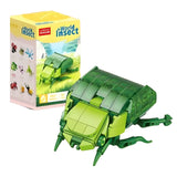 Set de Constructie, Flippy, Model Gandac Scarabeu, Lumea Insectelor Mini, 98 Piese, Model 3D, Jucarie Educativa STEM, +6 Ani, Plastic ABS, 11 x 7 x 7 cm, Verde Inchis - vivimall.ro