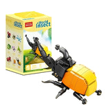 Set de Constructie, Flippy, Model Gandacul Rinocer, Lumea Insectelor Mini, 98 Piese, Model 3D, Jucarie Educativa STEM, +6 Ani, Plastic ABS, 11 x 7 x 7 cm, Negru/Portocaliu - vivimall.ro