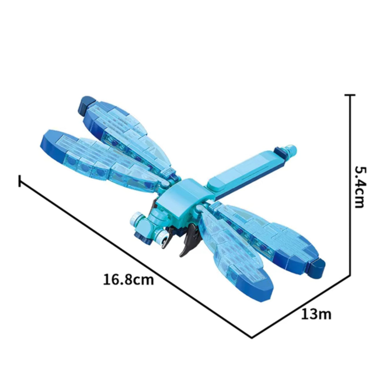 Set de Constructie, Flippy, Model Libelula, Lumea Insectelor Mini, 117 Piese, Model 3D, Jucarie Educativa STEM, +6 Ani, Plastic ABS, 11 x 7 x 7 cm, Albastru - vivimall.ro