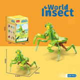 Set de Constructie, Flippy, Model Mantis, Lumea Insectelor Mini, 109 Piese, Model 3D, Jucarie Educativa STEM, +6 Ani, Plastic ABS, 11 x 7 x 7 cm, Verde Deschis - vivimall.ro