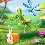 Set de Constructie, Flippy, Model Mantis, Lumea Insectelor Mini, 109 Piese, Model 3D, Jucarie Educativa STEM, +6 Ani, Plastic ABS, 11 x 7 x 7 cm, Verde Deschis - vivimall.ro