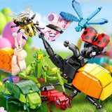 Set de Constructie, Flippy, Model Melc, Lumea Insectelor Mini, 62 Piese, Model 3D, Jucarie Educativa STEM, +6 Ani, Plastic ABS, 11 x 7 x 7 cm, Bej/Portocaliu - vivimall.ro