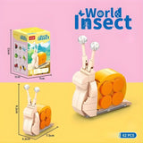 Set de Constructie, Flippy, Model Melc, Lumea Insectelor Mini, 62 Piese, Model 3D, Jucarie Educativa STEM, +6 Ani, Plastic ABS, 11 x 7 x 7 cm, Bej/Portocaliu - vivimall.ro