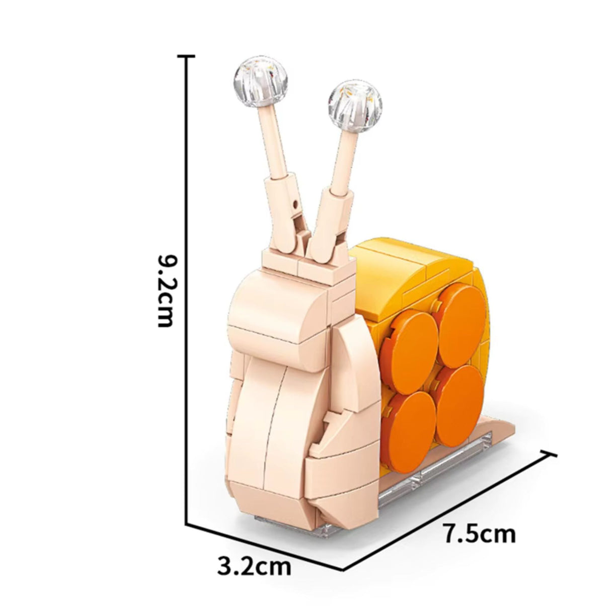Set de Constructie, Flippy, Model Melc, Lumea Insectelor Mini, 62 Piese, Model 3D, Jucarie Educativa STEM, +6 Ani, Plastic ABS, 11 x 7 x 7 cm, Bej/Portocaliu - vivimall.ro
