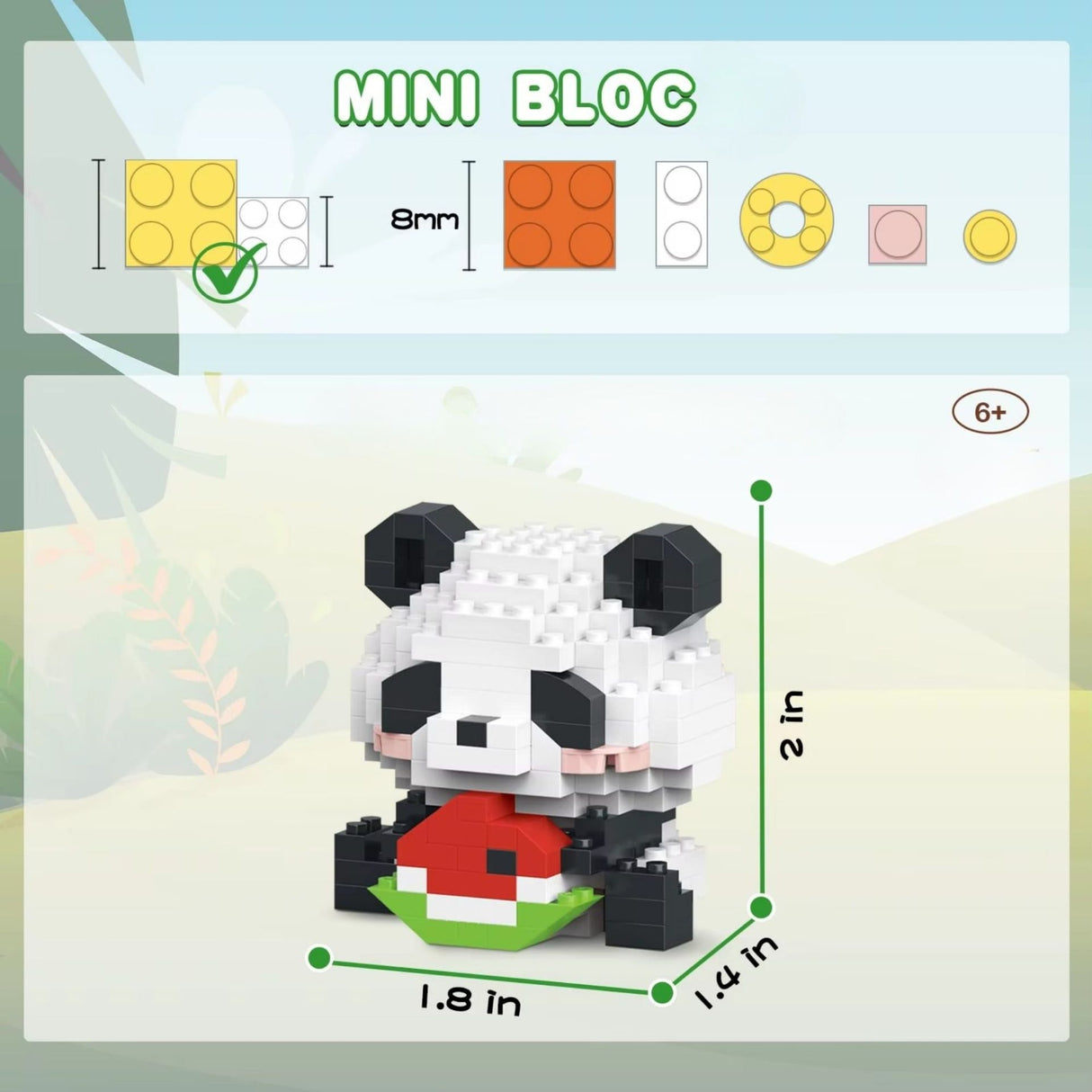 Set de Constructie, Flippy, Model Panda cu Bambus, 159 Piese, Model 3D, Jucarie Educativa STEM, +6 Ani, Plastic ABS, 7.8 x 4.1 x 11.3 cm, Mov - vivimall.ro