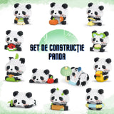 Set de Constructie, Flippy, Model Panda cu Bambus, 159 Piese, Model 3D, Jucarie Educativa STEM, +6 Ani, Plastic ABS, 7.8 x 4.1 x 11.3 cm, Mov - vivimall.ro