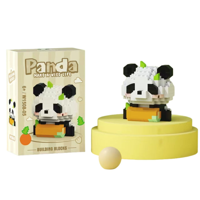 Set de Constructie, Flippy, Model Panda cu Lemn, 167 Piese, Model 3D, Jucarie Educativa STEM, +6 Ani, Plastic ABS, 7.8 x 4.1 x 11.3 cm, Bej - vivimall.ro