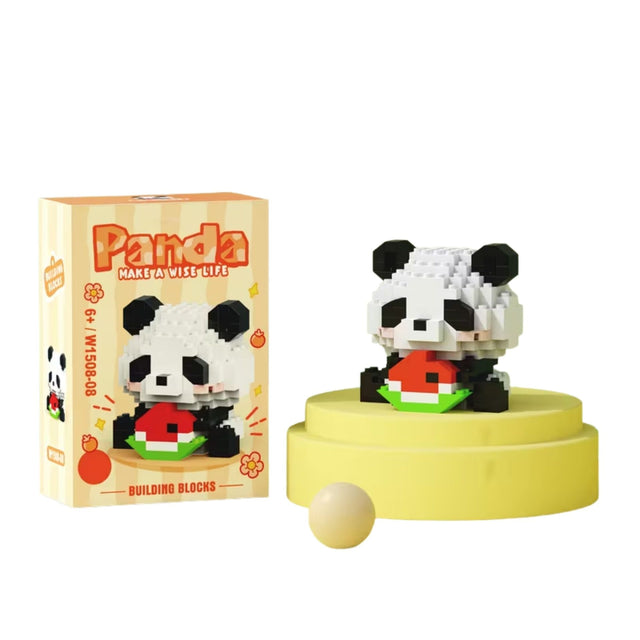 Set de Constructie, Flippy, Model Panda cu Pepene Verde, 160 Piese, Model 3D, Jucarie Educativa STEM, +6 Ani, Plastic ABS, 7.8 x 4.1 x 11.3 cm, Portocaliu - vivimall.ro