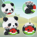 Set de Constructie, Flippy, Model Panda cu Pepene Verde, 160 Piese, Model 3D, Jucarie Educativa STEM, +6 Ani, Plastic ABS, 7.8 x 4.1 x 11.3 cm, Portocaliu - vivimall.ro