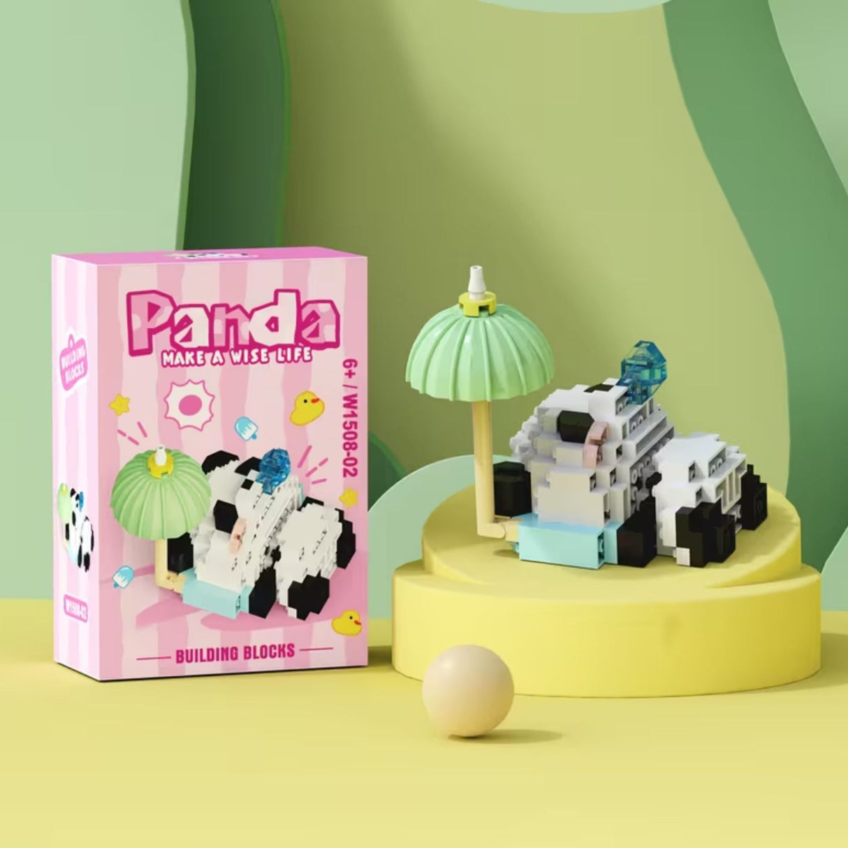 Set construcție STEM Flippy Panda, vedere laterală, model asamblat complet, plastic ABS