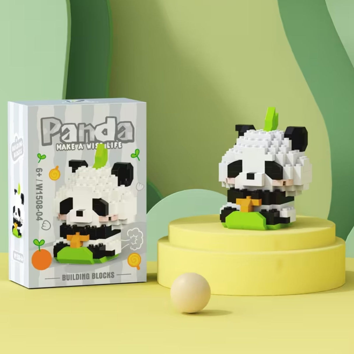Set de Constructie, Flippy, Model Panda in Iarba, 161 Piese, Model 3D, Jucarie Educativa STEM, +6 Ani, Plastic ABS, 7.8 x 4.1 x 11.3 cm, Gri - vivimall.ro