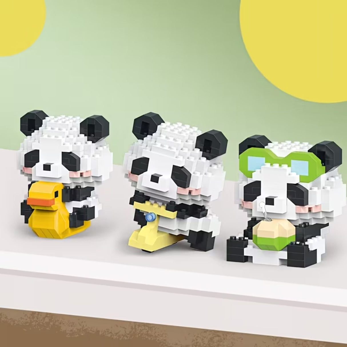 Set de Constructie, Flippy, Model Panda pe Bicicleta, 172 Piese, Model 3D, Jucarie Educativa STEM, +6 Ani, Plastic ABS, 7.8 x 4.1 x 11.3 cm, Verde Inchis - vivimall.ro