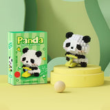 Set de Constructie, Flippy, Model Panda pe Bicicleta, 172 Piese, Model 3D, Jucarie Educativa STEM, +6 Ani, Plastic ABS, 7.8 x 4.1 x 11.3 cm, Verde Inchis - vivimall.ro