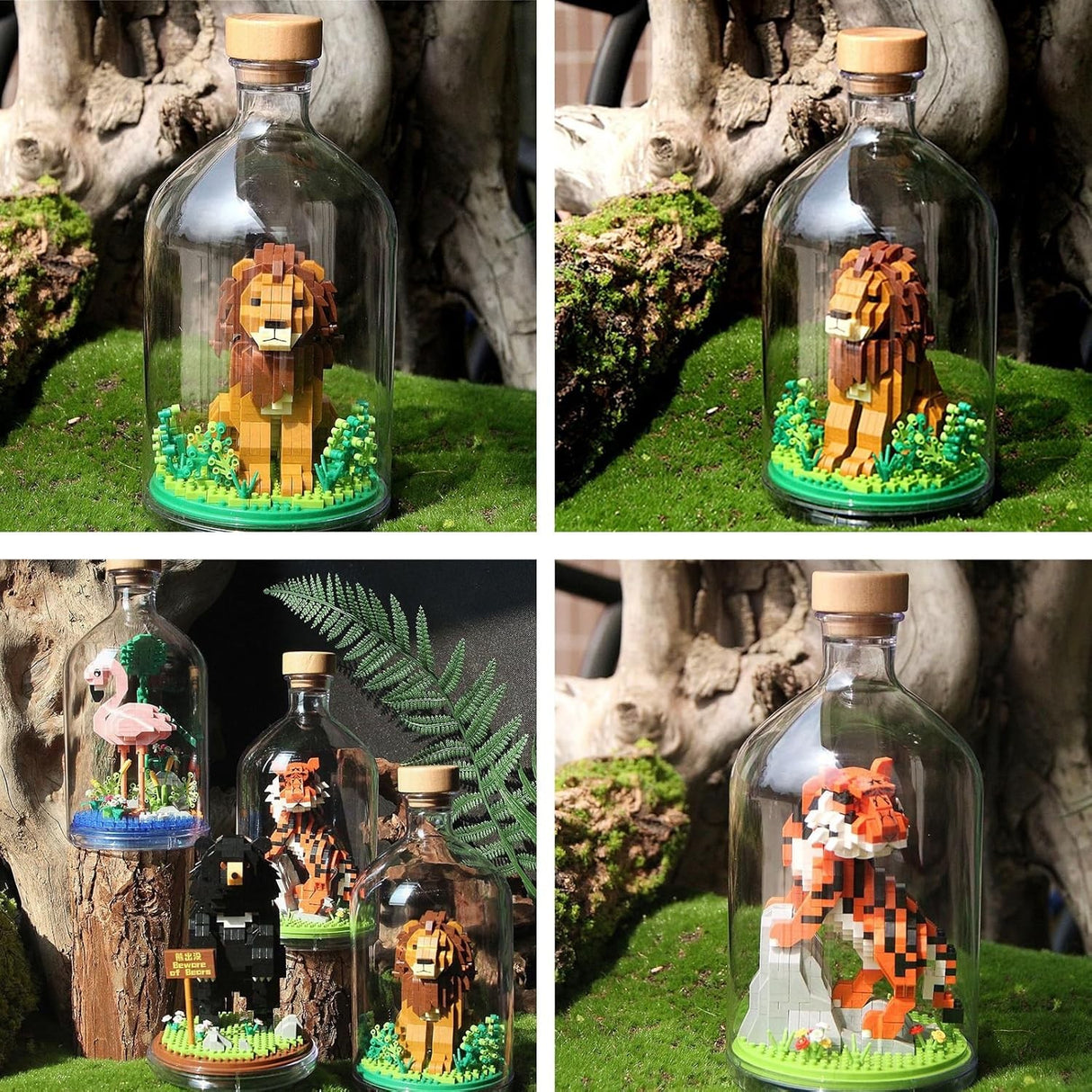 Set de Construit in Sticla, Flippy, 704 Piese, din Plastic, +14 Ani, 10 x 19.6 cm, Model Tigru, Multicolor - vivimall.ro