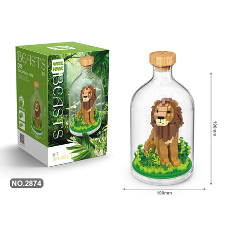 Set de Construit in Sticla, Flippy, 728 Piese, din Plastic, +14 Ani, 10 x 19.6 cm, Model Leu, Multicolor - vivimall.ro