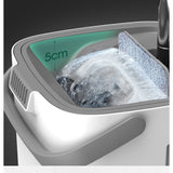 Set de curatenie Vivimall, mop si galeata, galeata 5.7 l, 4 rezerve microfibra incluse, design modern, pentru interior, material plastic, peri sintetici, plat, cu storcere, alb - vivimall.ro