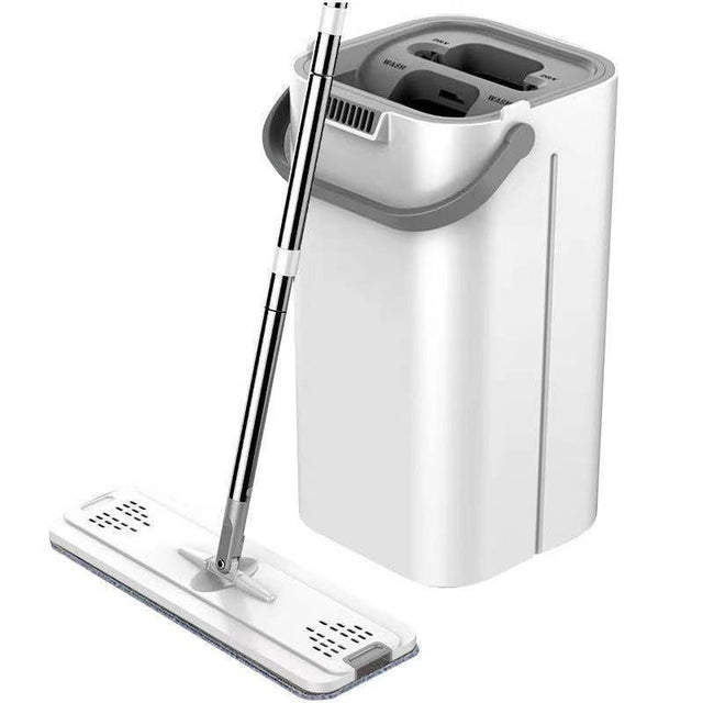 Set De Curățenie, Mop Și Găleată, Găleată 5-7 L, 4 Rezerve Microfibră Incluse, Design Modern, Pentru Interior, Material Plastic, Peri Sintetici, Plat Cu Storcere, Alb. - vivimall.ro
