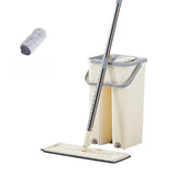 Set De Curățenie, Mop Și Găleată, Găleată 6 L, 2 Rezerve Microfibră Incluse, Design Modern Pentru Interior, Material Plastic, Peri Sintetici, Plat Cu Storcere, Bej - vivimall.ro