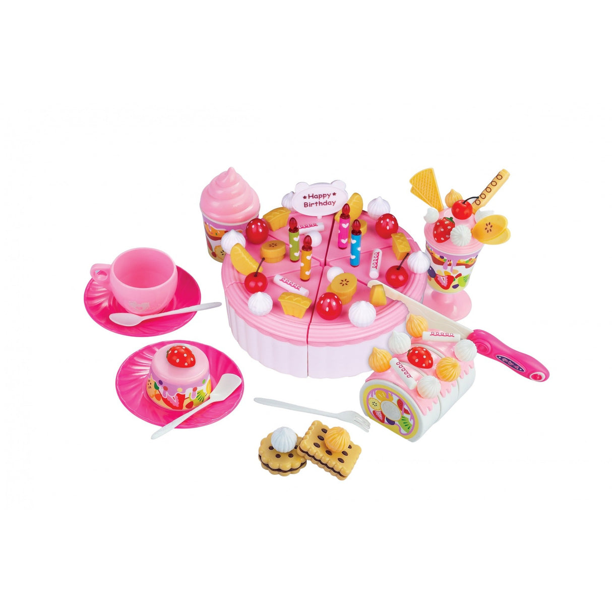 Set De Joaca Complet, Tort Aniversar Si Prajituri, 75 De Elemente, Ustensile Din Plastic