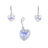 Сребърен комплект 925 с елементи Swarovski, сърце