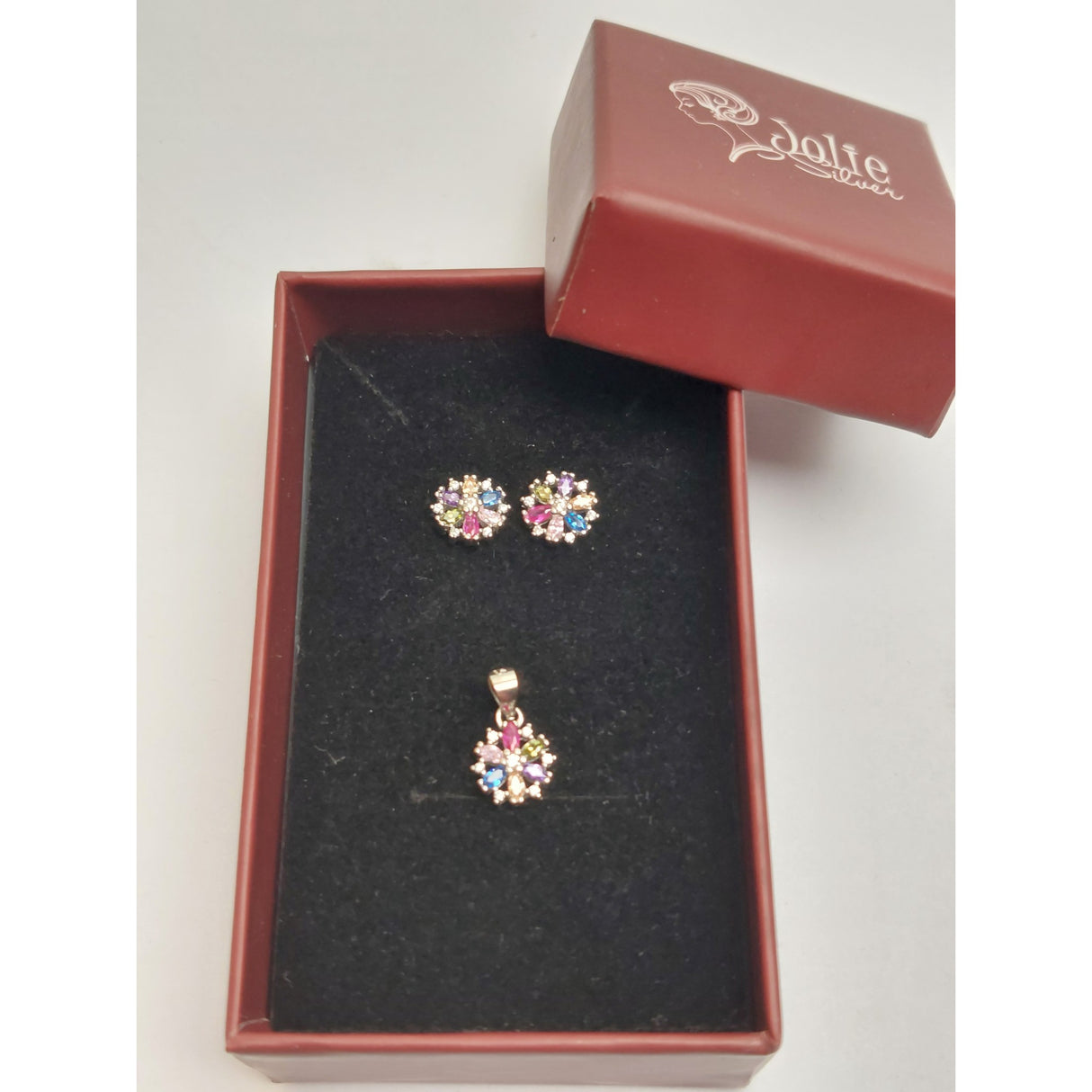 Сребърна снежинка 925 с цветни камъни, Jolie Silver, 2.1G