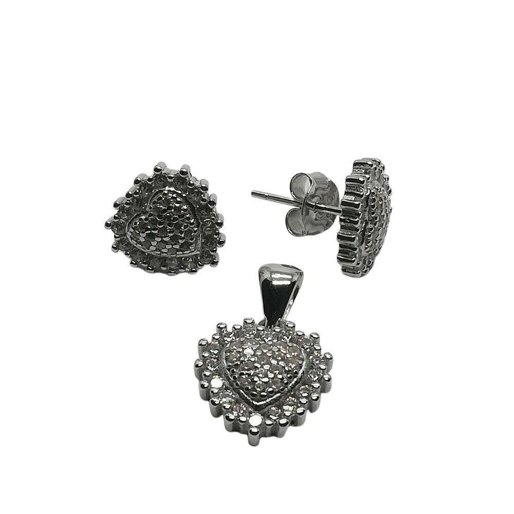 Set din Argint 925, model Inima cu Zirconii - vivimall.ro