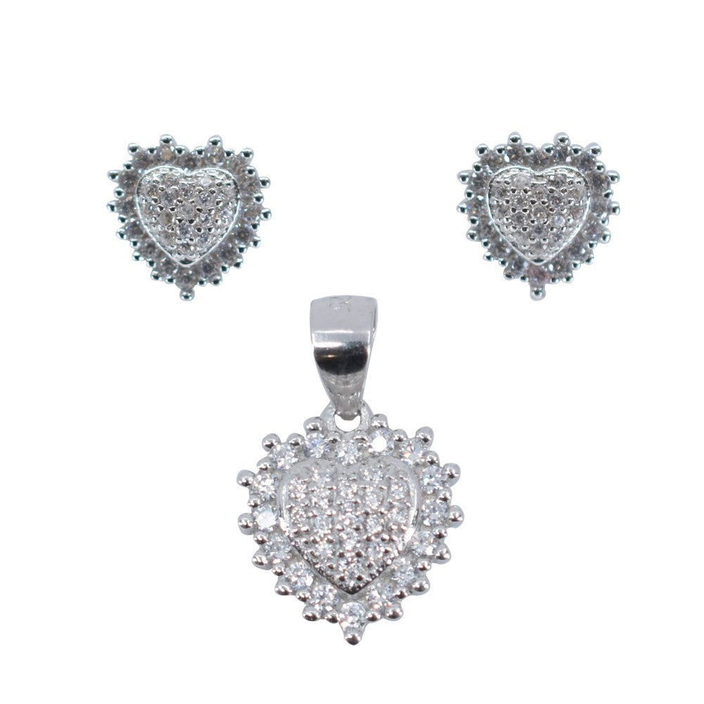 Set din Argint 925, model Inima cu Zirconii - vivimall.ro